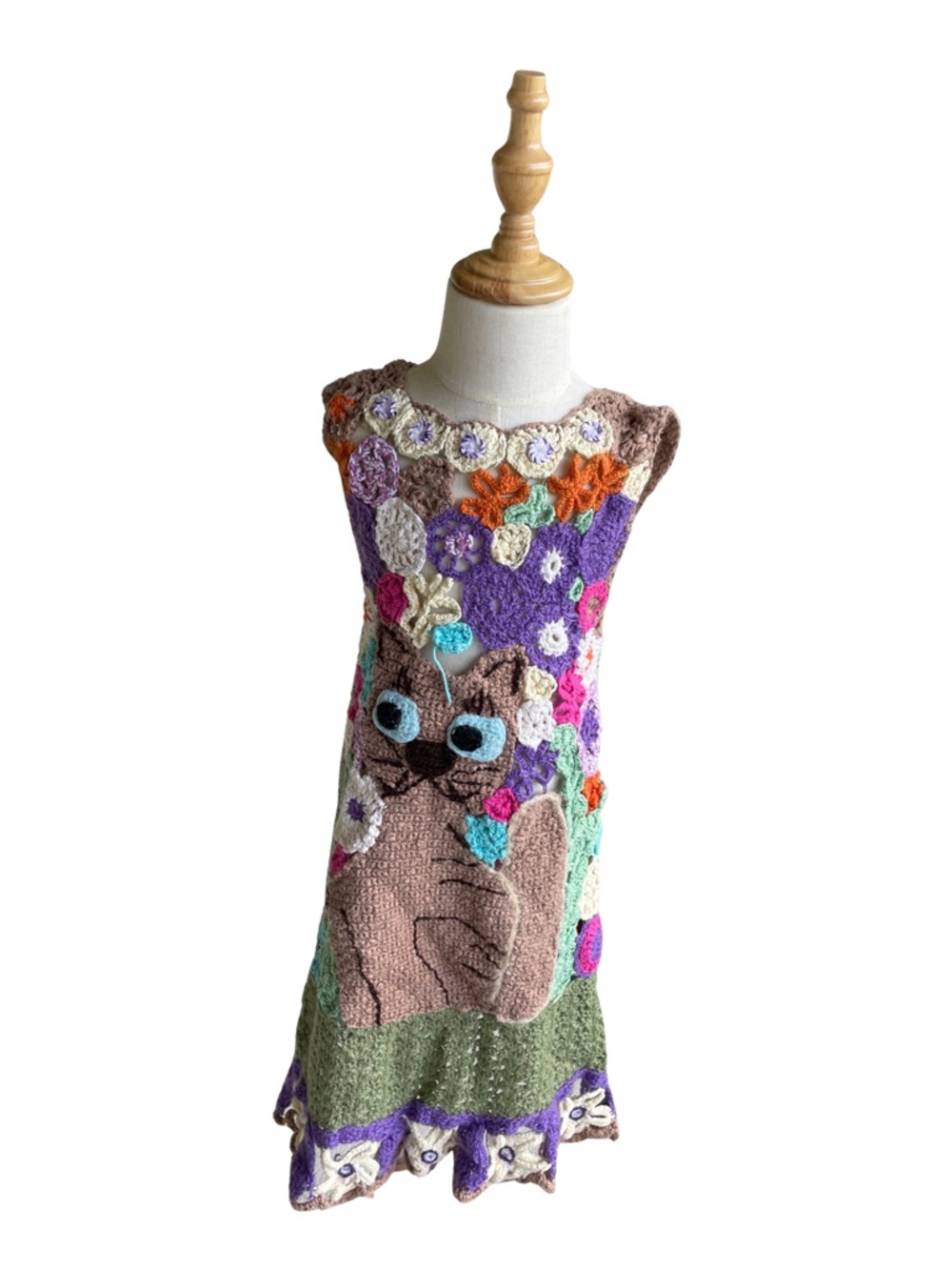 Colorful Cat Crochet girl dress